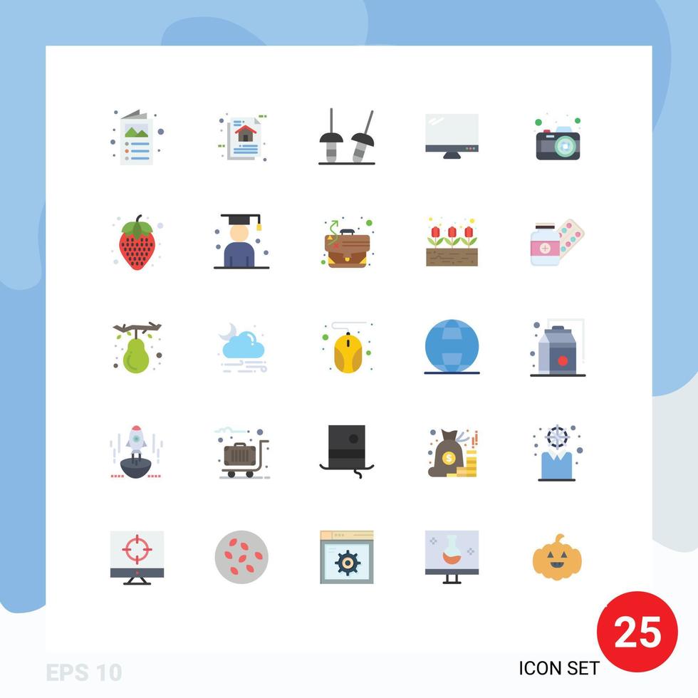 Universal Icon Symbols Group of 25 Modern Flat Colors of camera imac program algorithm device computer Editable Vector Design Elements