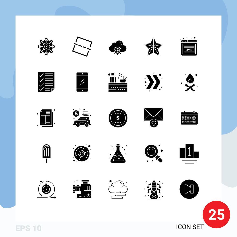 Set of 25 Modern UI Icons Symbols Signs for error browser setting star festival Editable Vector Design Elements