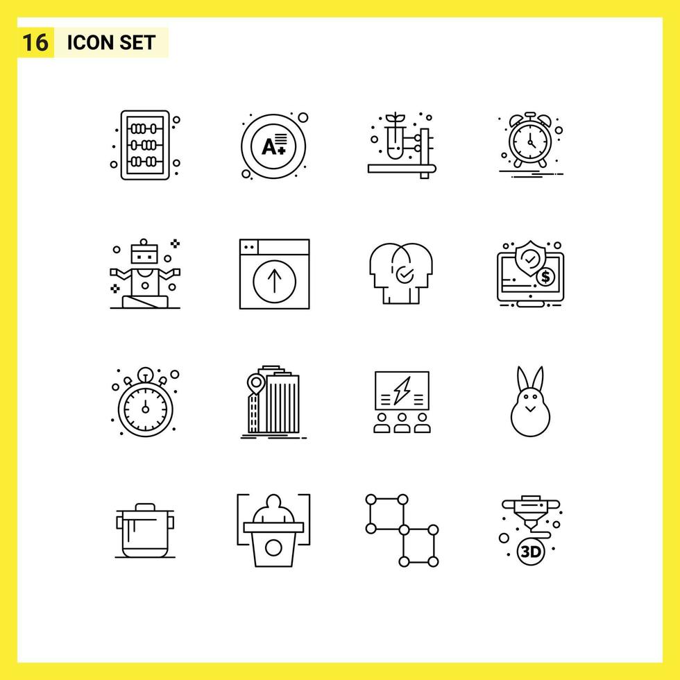 Group of 16 Modern Outlines Set for upload sports herbal test people notification Editable Vector Design Elements