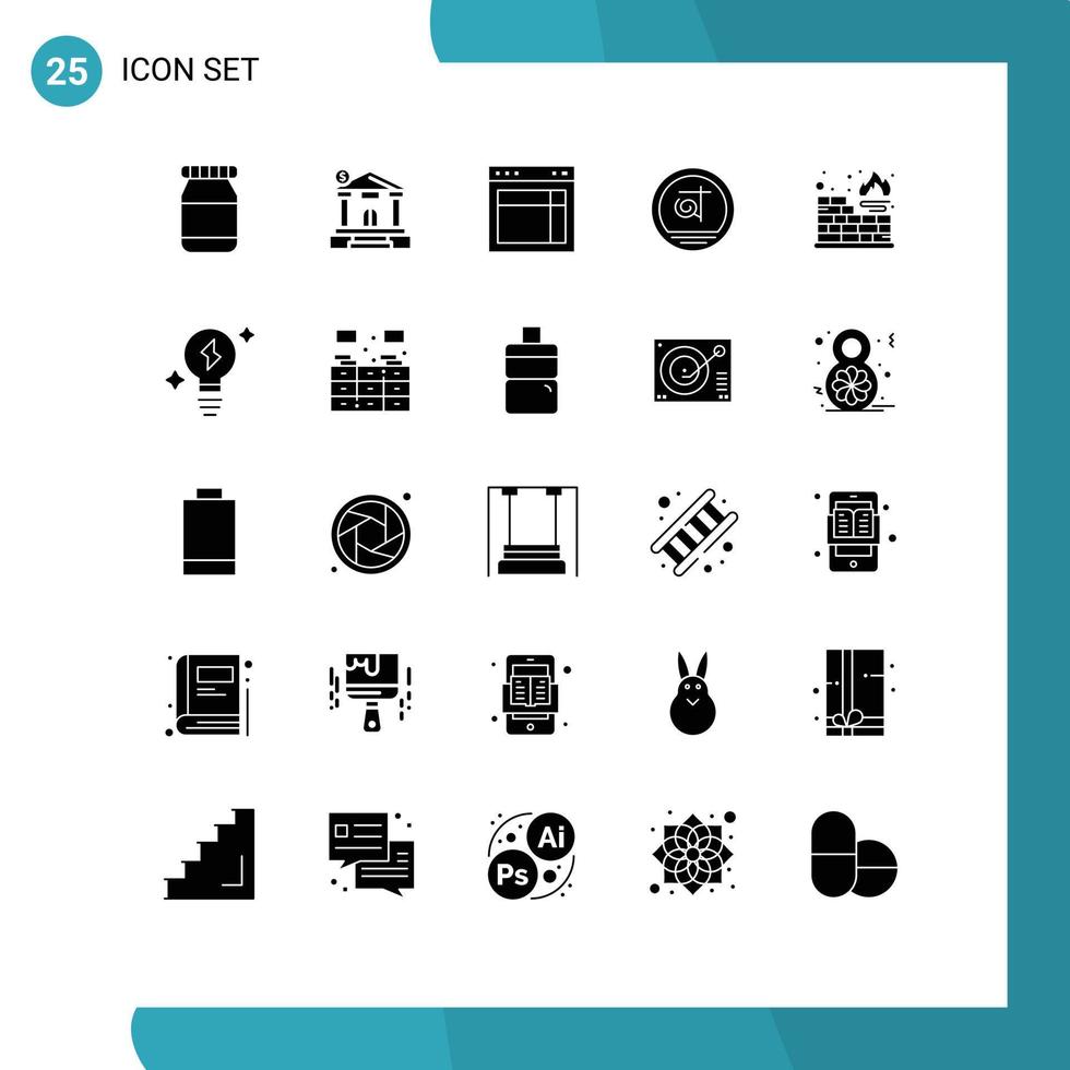 Set of 25 Commercial Solid Glyphs pack for protection database site business bangladesh Editable Vector Design Elements