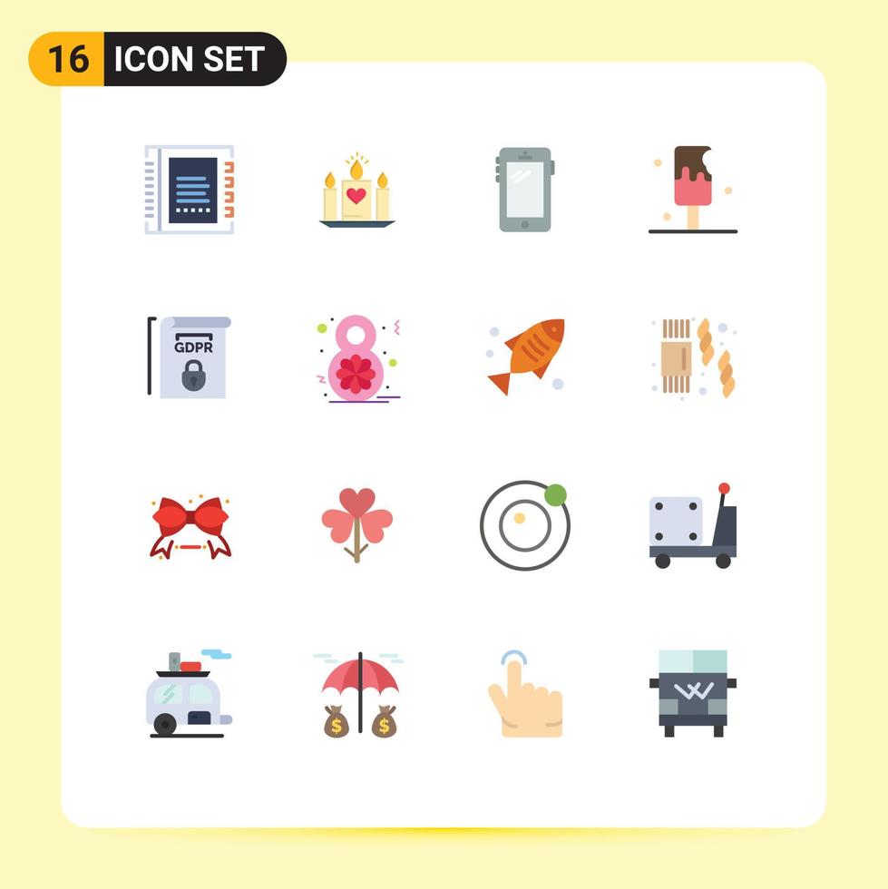 conjunto de 16 iconos de interfaz de usuario modernos signos de símbolos para comida dulce boda desierto huawei paquete editable de elementos de diseño de vectores creativos