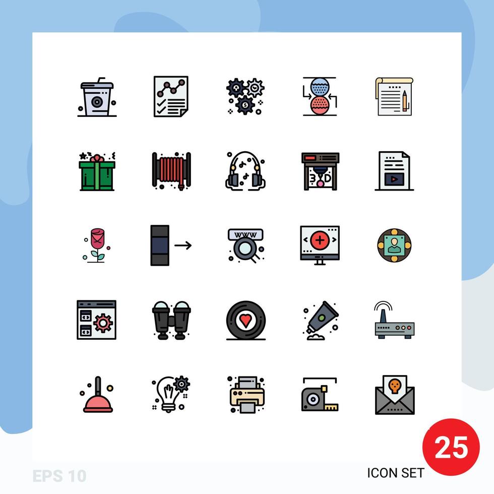 25 Thematic Vector Filled line Flat Colors and Editable Symbols of effective concentration page dollar setting Editable Vector Design Elements