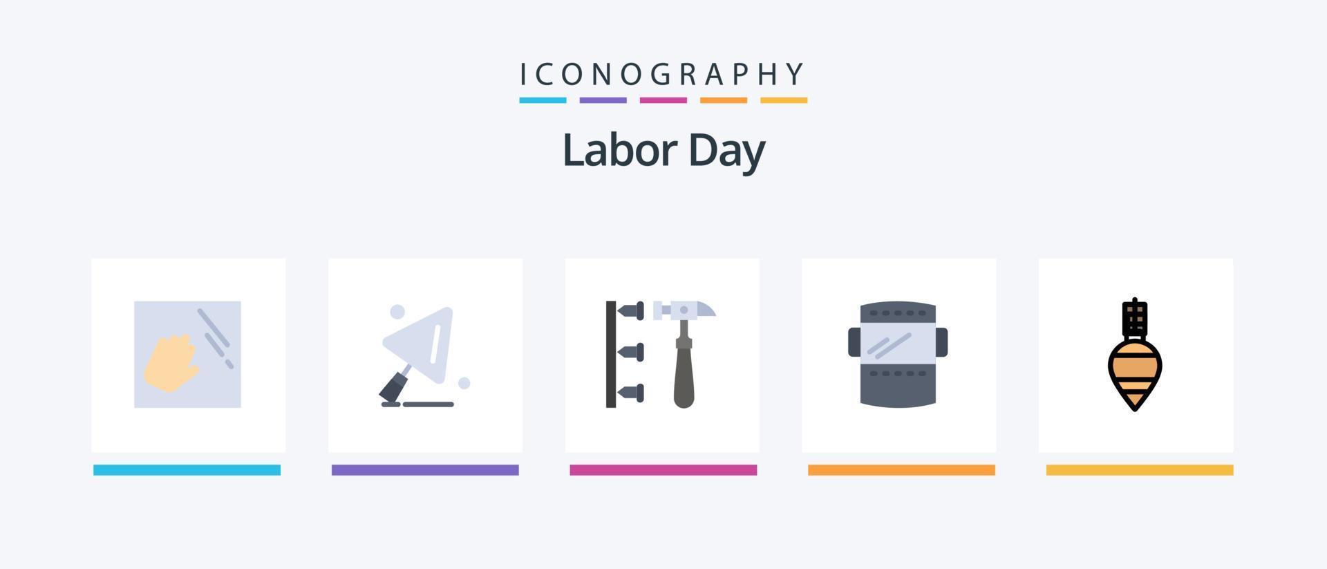 Labor Day Flat 5 Icon Pack Including bob. erroneously. weld. mask. Creative Icons Design vector