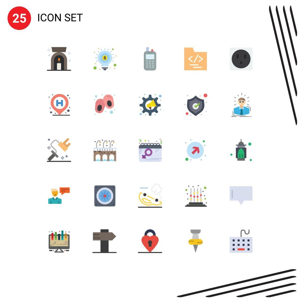 25 iconos creativos signos y símbolos modernos de ubicación socket radio archivo eléctrico elementos de diseño vectorial editables vector