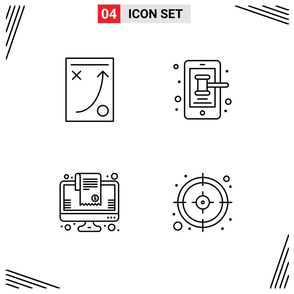 Set of 4 Commercial Filledline Flat Colors pack for diagram bill strategy phone list Editable Vector Design Elements