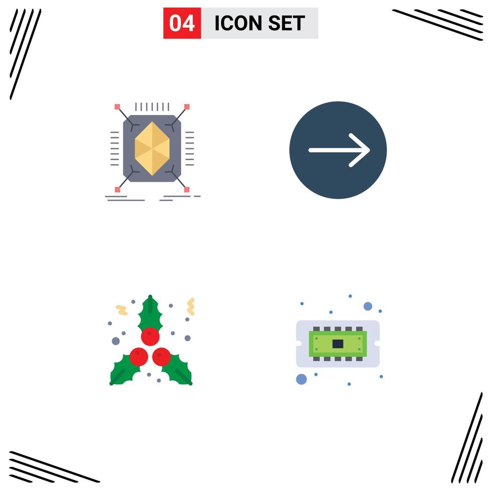 paquete de 4 signos y símbolos de iconos planos modernos para medios de impresión web, como la estructura de muérdago de objetos, elementos de diseño de vectores editables por computadora derecha