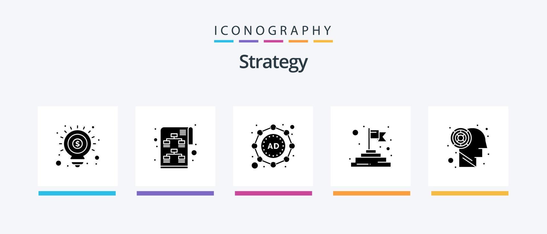 paquete de iconos de glifo de estrategia 5 que incluye . laberinto. anuncio. laberinto. bandera. diseño de iconos creativos vector