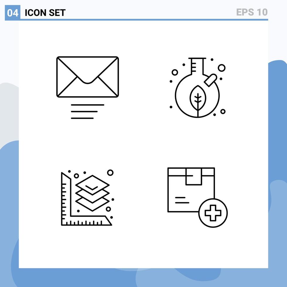 Universal Icon Symbols Group of 4 Modern Filledline Flat Colors of mail printing growth seed add Editable Vector Design Elements