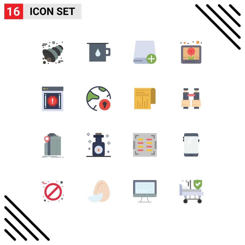 conjunto de 16 paquetes de colores planos comerciales para computadoras de alerta de mensajes imágenes paquete editable de imágenes de elementos de diseño de vectores creativos
