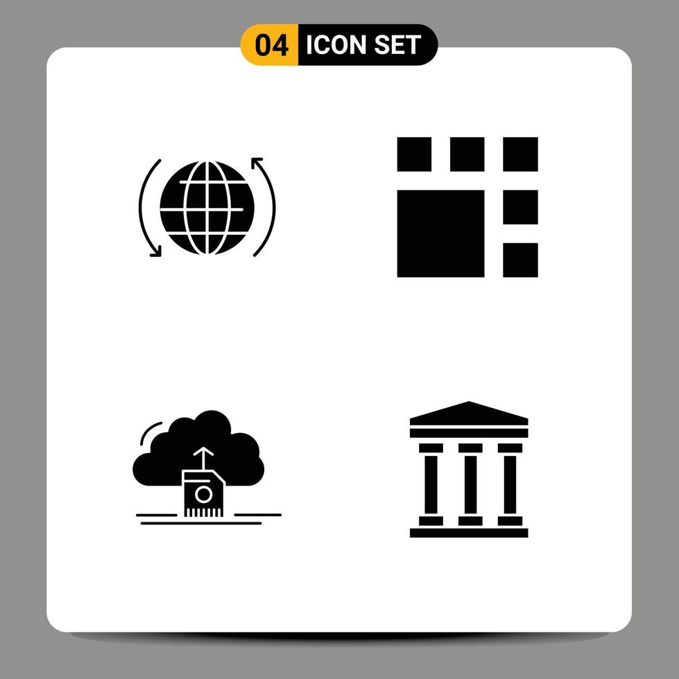 paquete de iconos de vector de stock de 4 signos y símbolos de línea para elementos de diseño de vector editables de datos de imagen de flecha de carga global