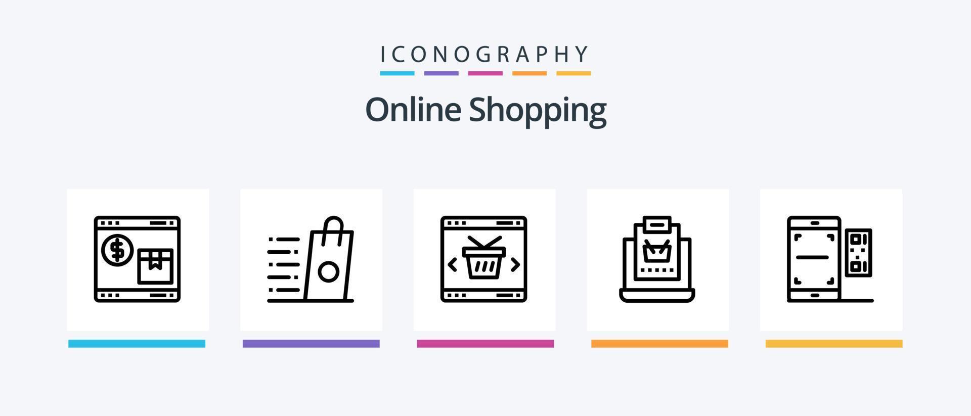 Online Shopping Line 5 Icon Pack Including withdraw. machine. air. bank. parachute. Creative Icons Design vector