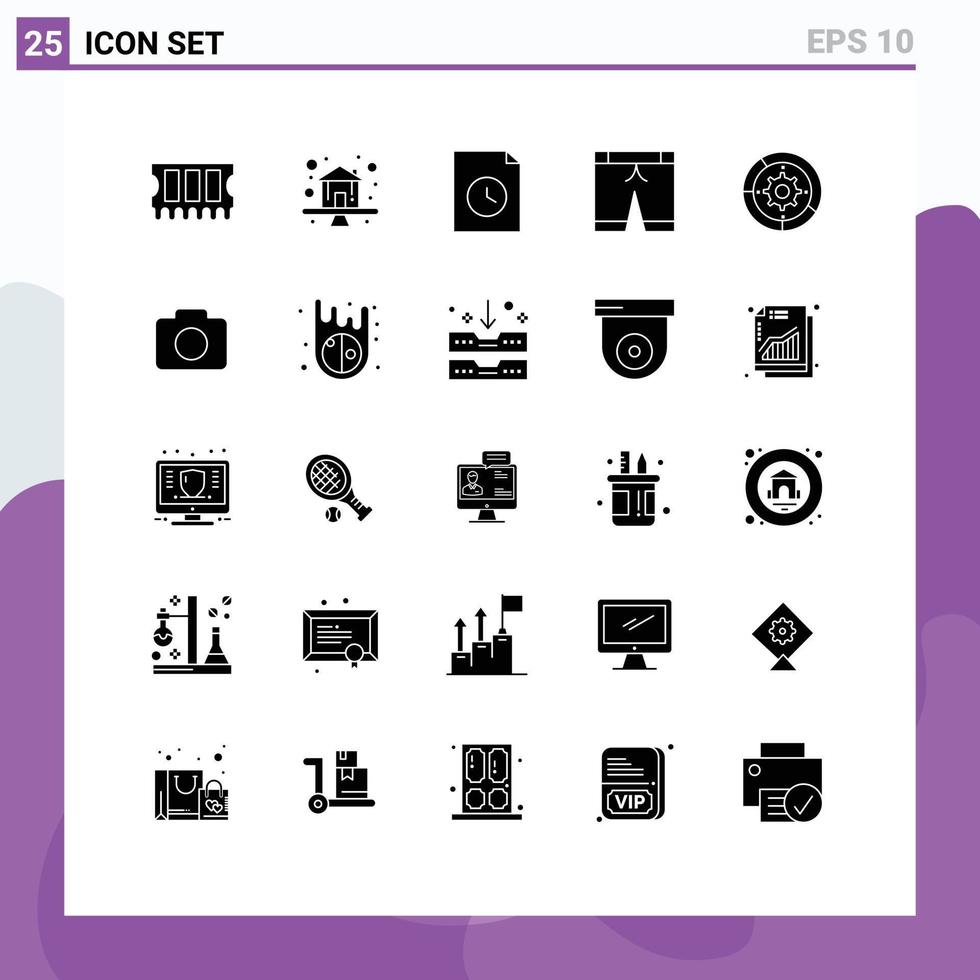 25 iconos creativos, signos y símbolos modernos de la configuración del archivo de configuración del proceso, elementos de diseño vectorial editables para pantalones vector