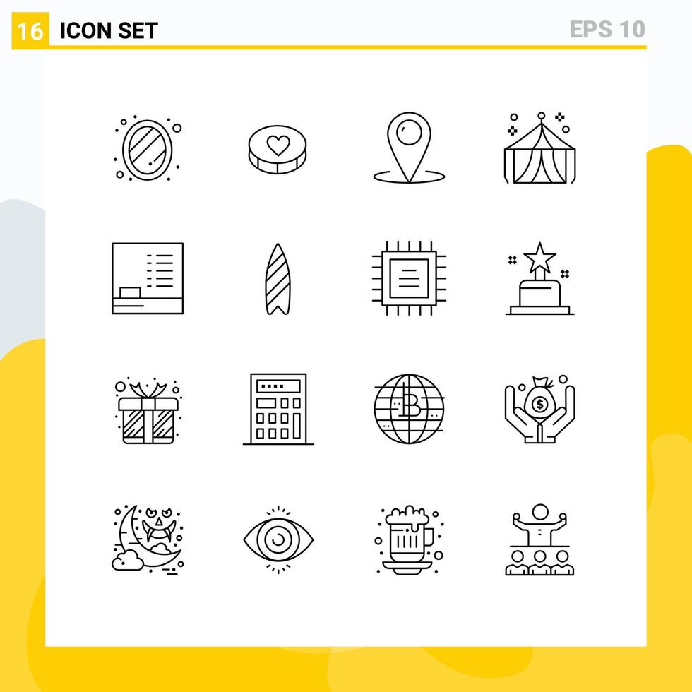 16 Outline concept for Websites Mobile and Apps blackboard fair location entertainment service Editable Vector Design Elements