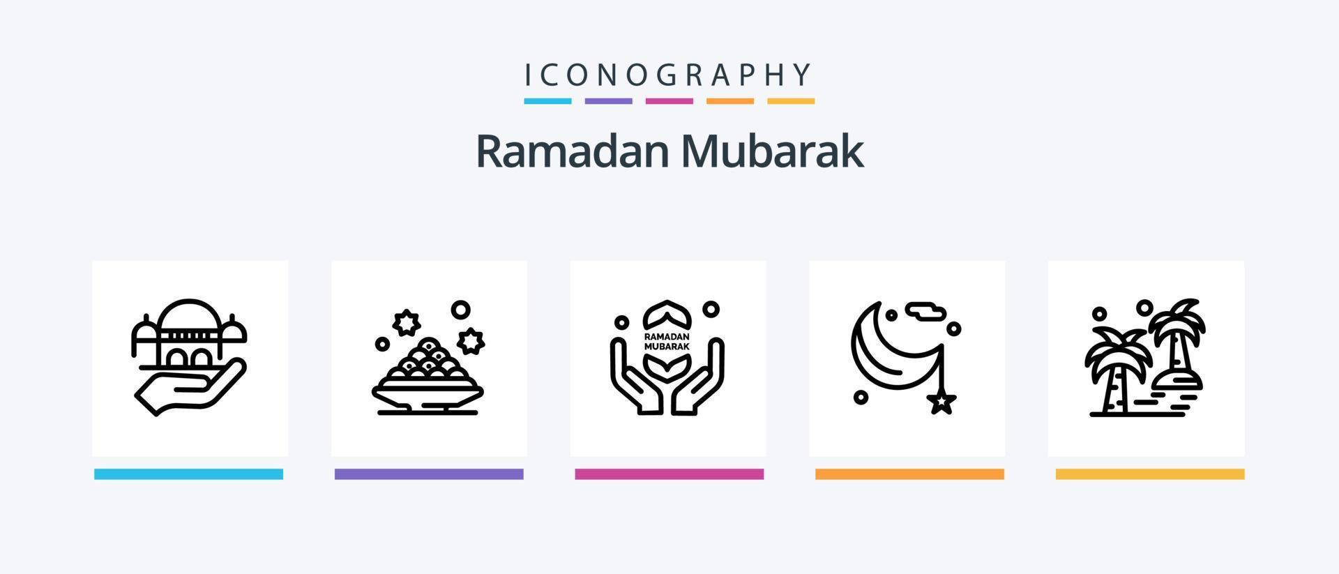 Ramadan Line 5 Icon Pack Including lamp. light. fast. lantern. instrument. Creative Icons Design vector