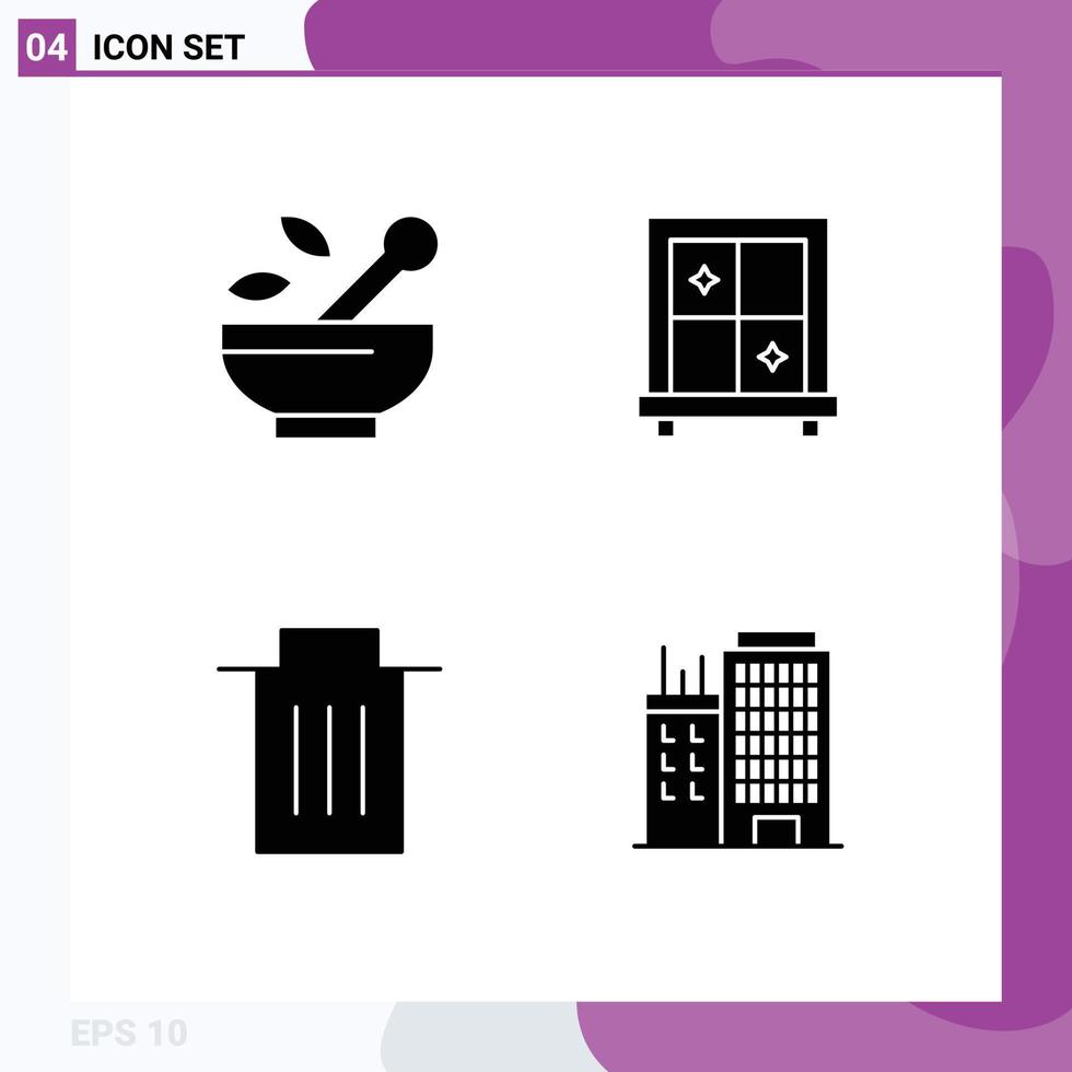 4 Creative Icons Modern Signs and Symbols of hospital user soup delete business Editable Vector Design Elements