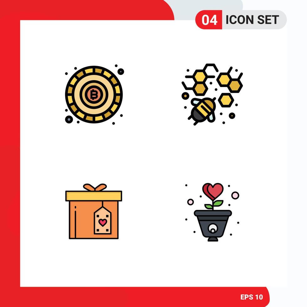 4 Creative Icons Modern Signs and Symbols of blockchain delivery bee gift box grow Editable Vector Design Elements