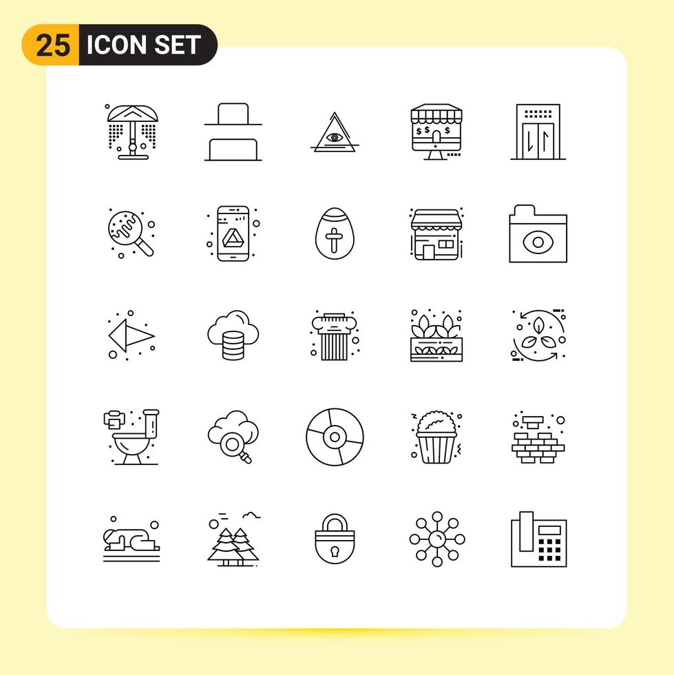 25 Creative Icons Modern Signs and Symbols of lollipop travel pyramid hotel shop Editable Vector Design Elements