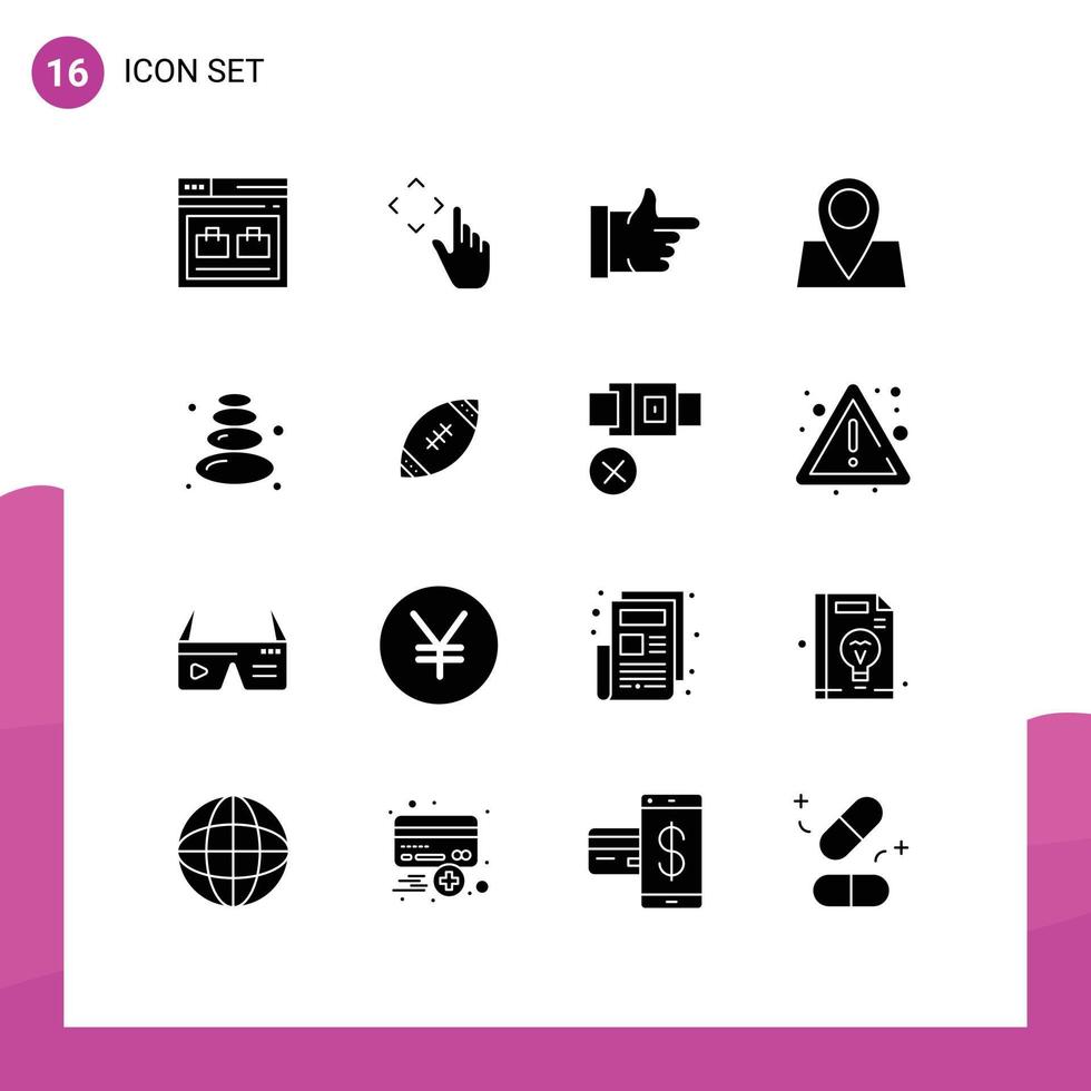 Pictogram Set of 16 Simple Solid Glyphs of lotus pad lock move map holiday Editable Vector Design Elements