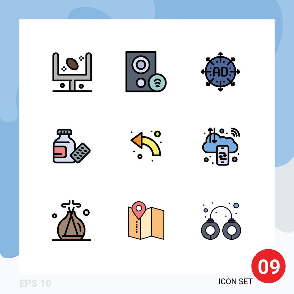 Stock Vector Icon Pack of 9 Line Signs and Symbols for science medical hardware marketing arrow Editable Vector Design Elements