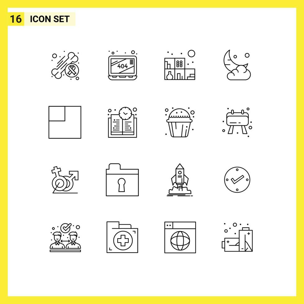 Set of 16 Commercial Outlines pack for scale new home cloud cresent Editable Vector Design Elements