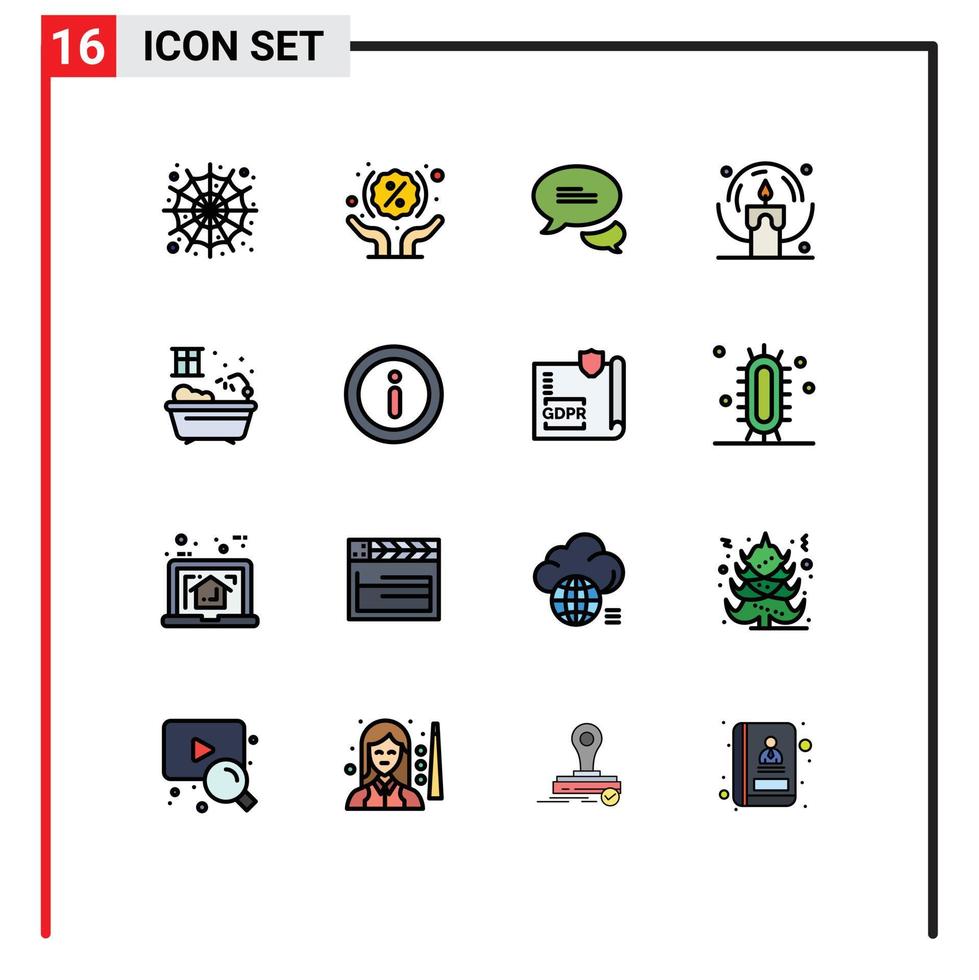 paquete de iconos de vector de stock de 16 signos y símbolos de línea para baño de agua charlando noche halloween elementos de diseño de vector creativo editable