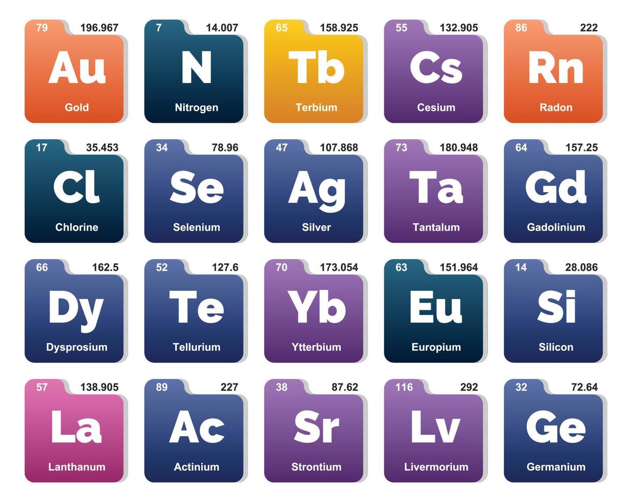 20 Preiodic table of the elements Icon Pack Design vector