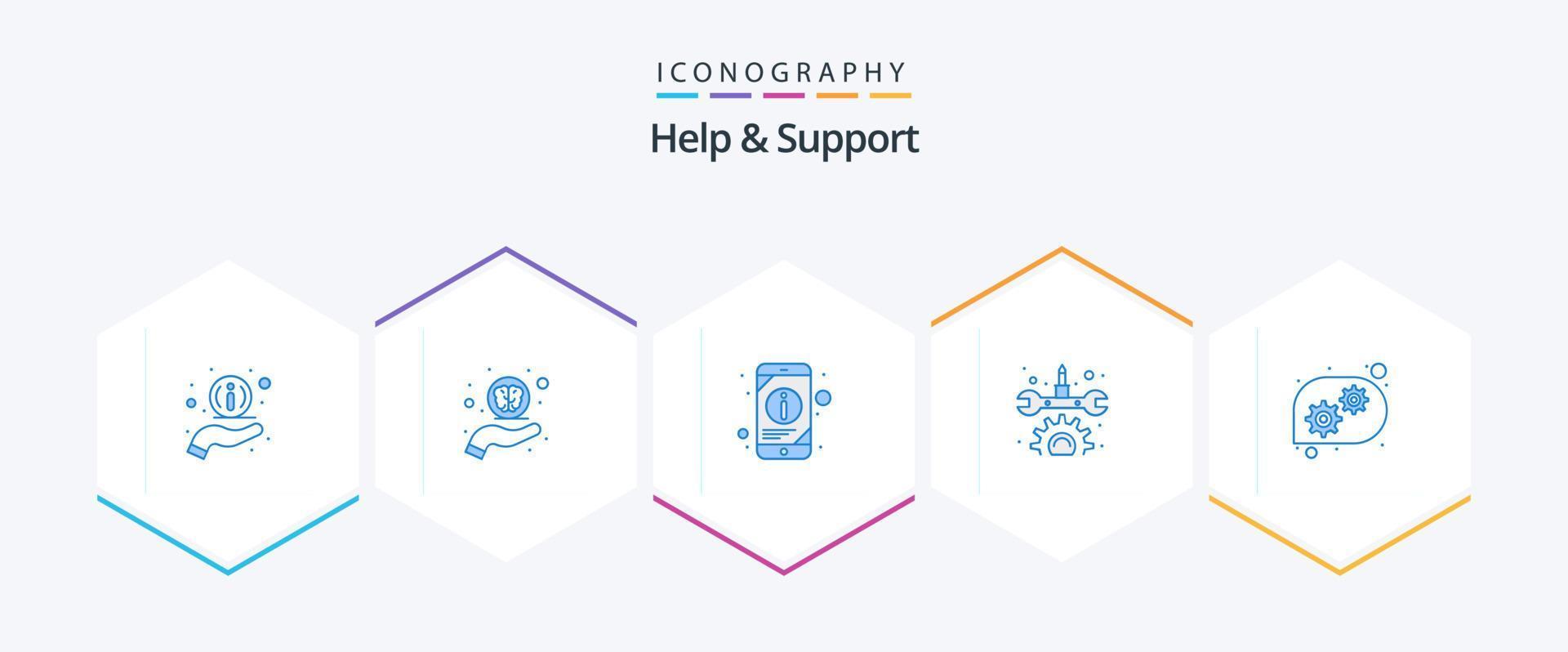 Help And Support 25 Blue icon pack including . technical help. mobile. gear. maintenance vector