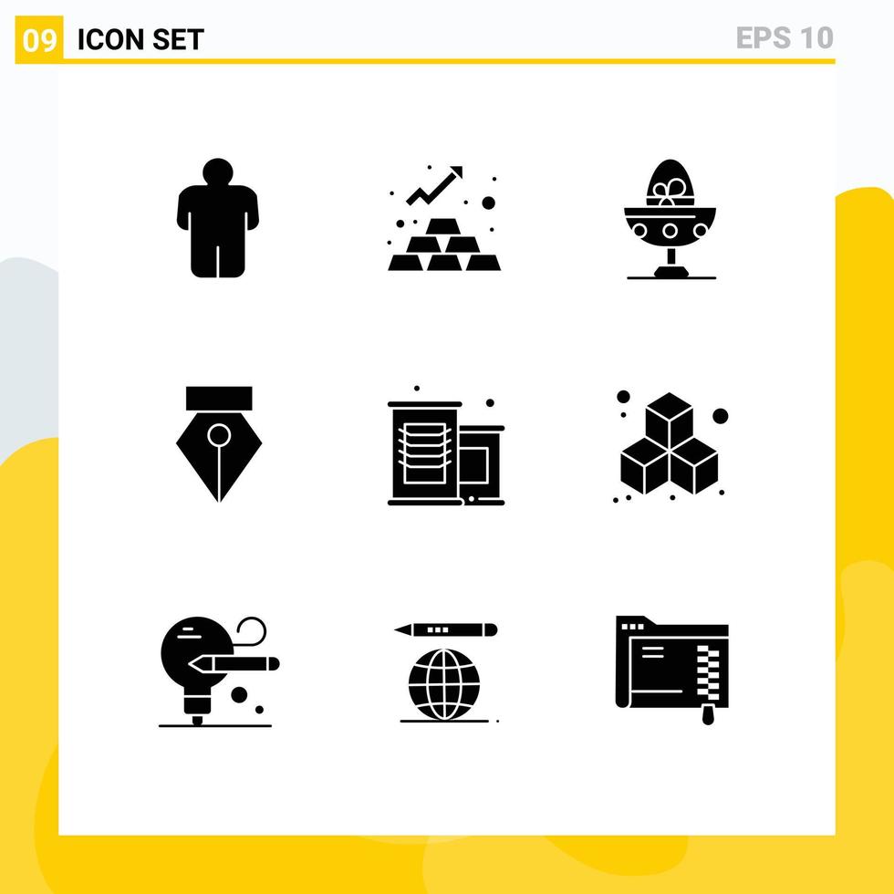 Universal Icon Symbols Group of 9 Modern Solid Glyphs of vegetable canned food boiled egg photo editor Editable Vector Design Elements
