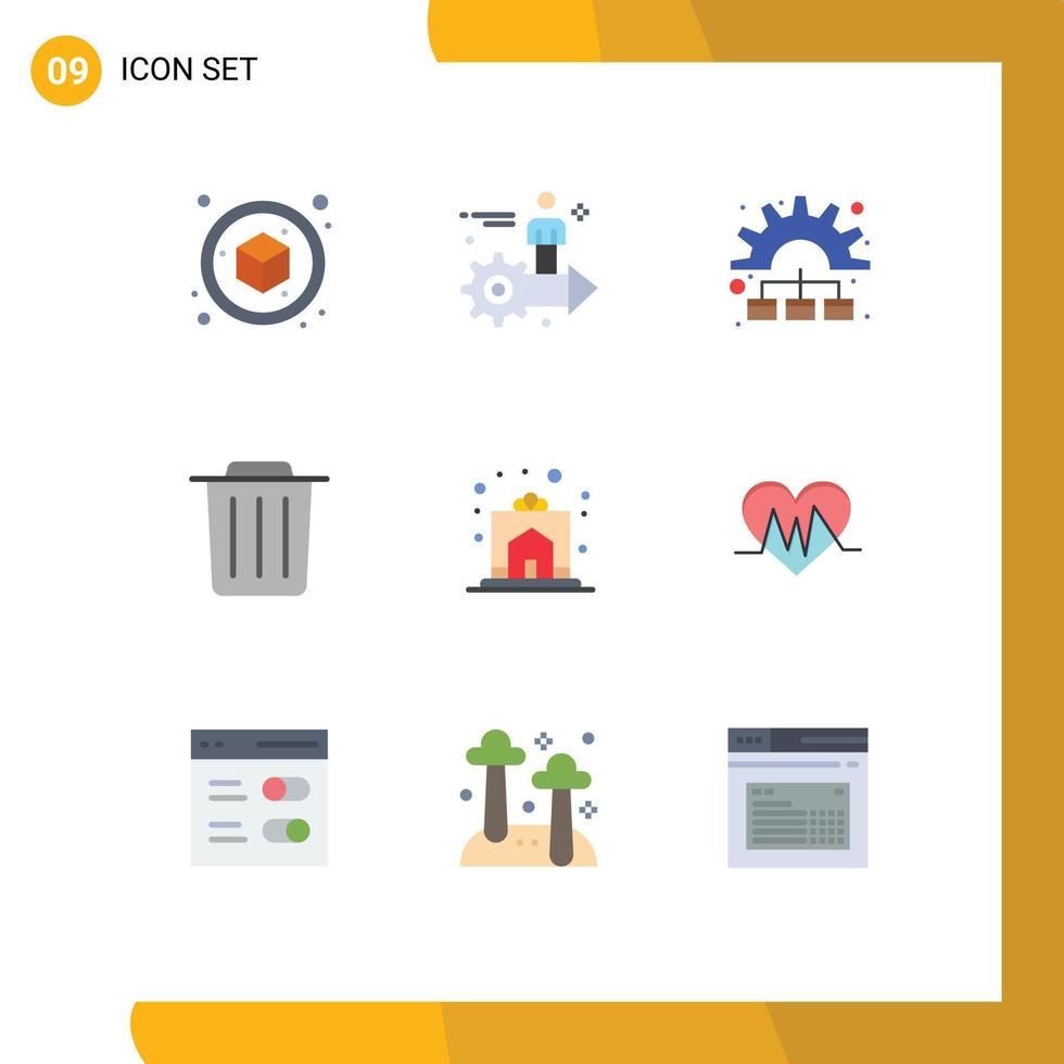 Set of 9 Modern UI Icons Symbols Signs for happy celebration management trash delete Editable Vector Design Elements