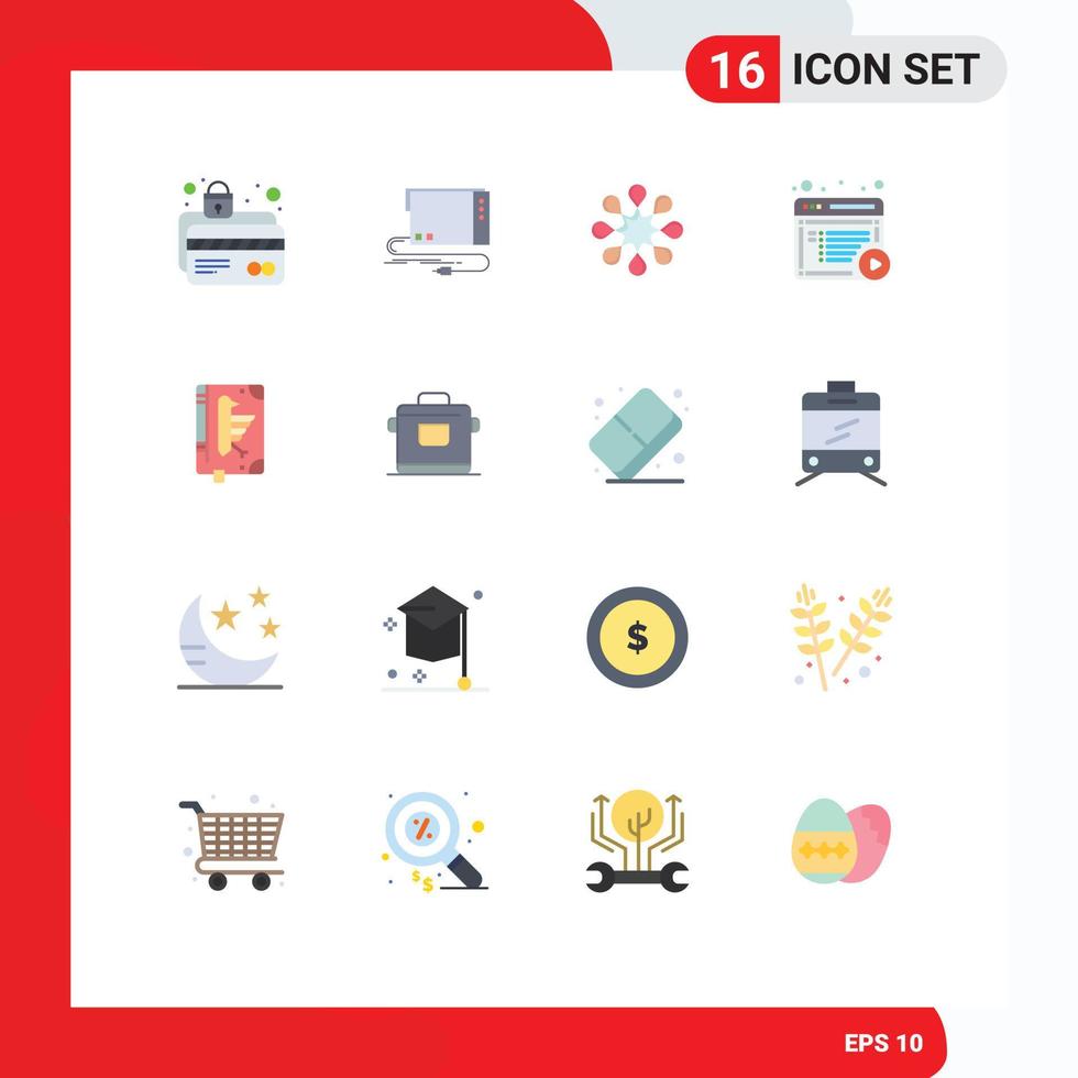 Pack of 16 Modern Flat Colors Signs and Symbols for Web Print Media such as book documents interface content disease Editable Pack of Creative Vector Design Elements