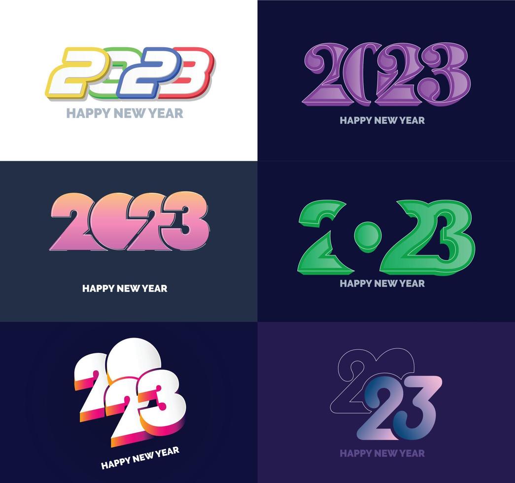 Big Set of 2023 Happy New Year logo text design 2023 number design template vector