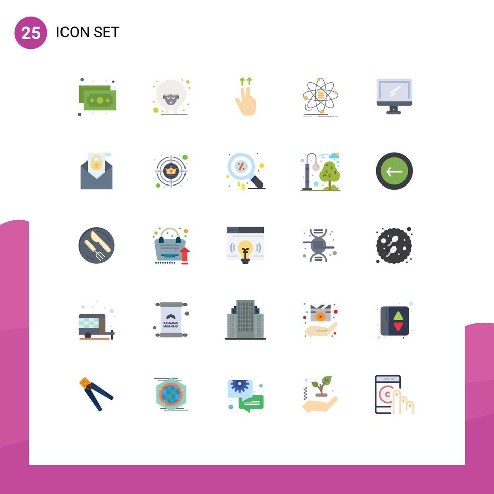 Flat Color Pack of 25 Universal Symbols of device computer gesture science information Editable Vector Design Elements