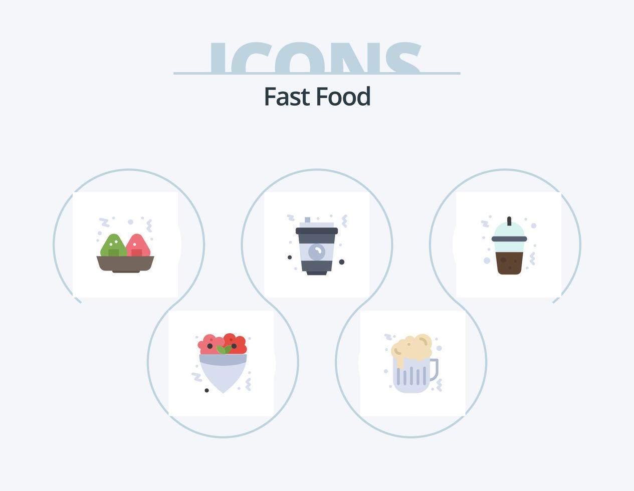 paquete de iconos planos de comida rápida 5 diseño de iconos. . alimento. rápido. comida rápida. alimento vector