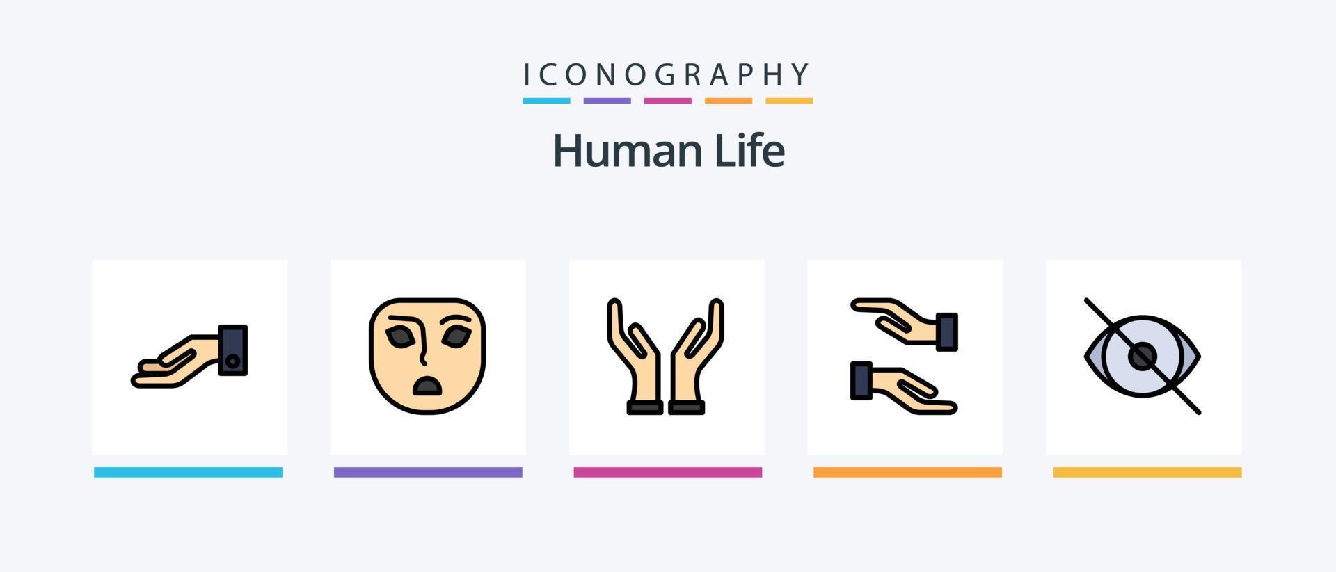 Human Line Filled 5 Icon Pack Including . share. mask. Creative Icons Design vector