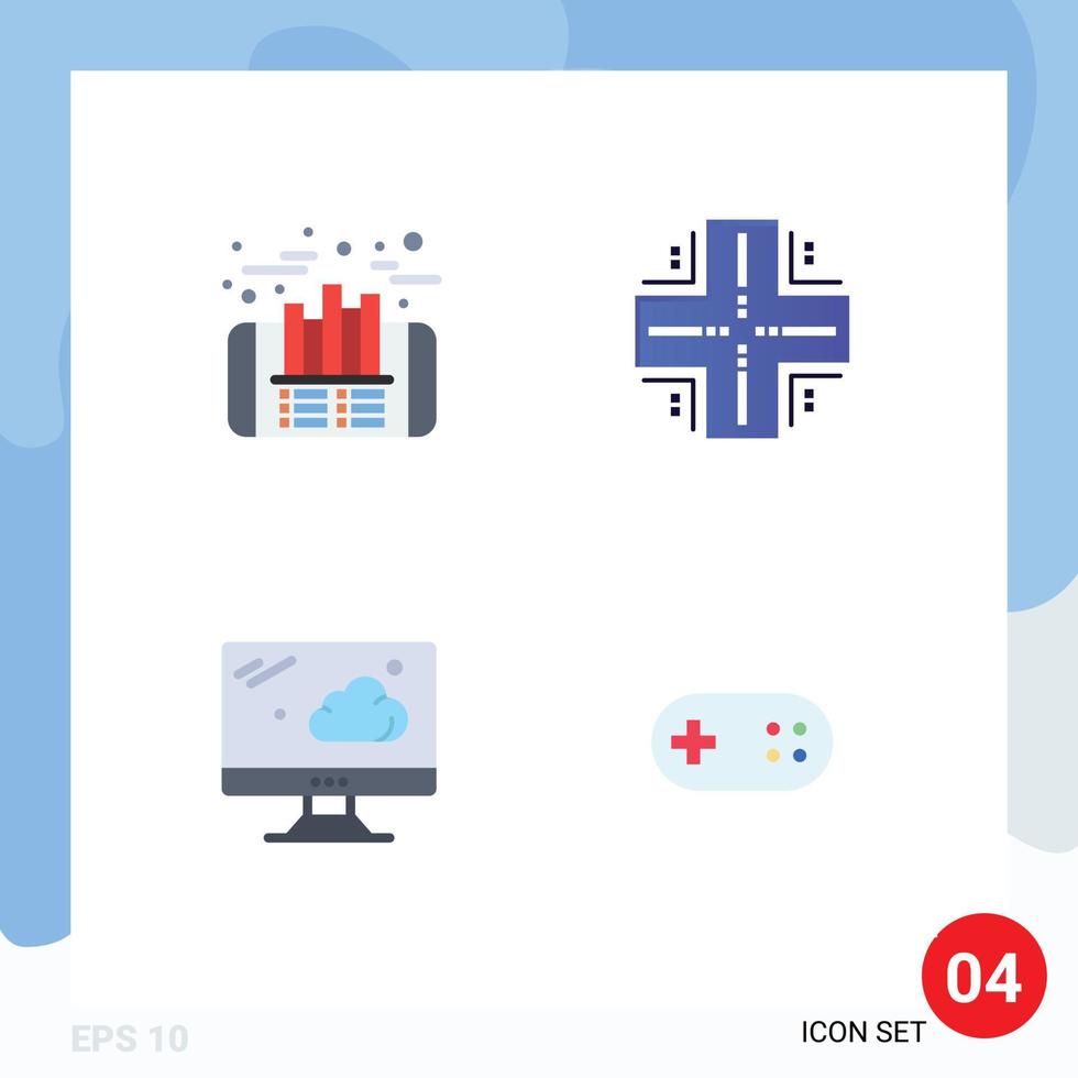 4 Universal Flat Icons Set for Web and Mobile Applications finance cloud finance datacenter technology Editable Vector Design Elements