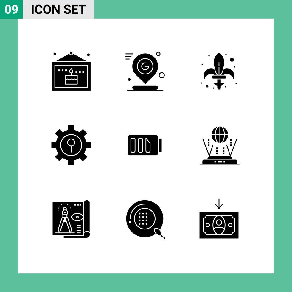 9 Creative Icons Modern Signs and Symbols of setting lock mark keyhole sword Editable Vector Design Elements