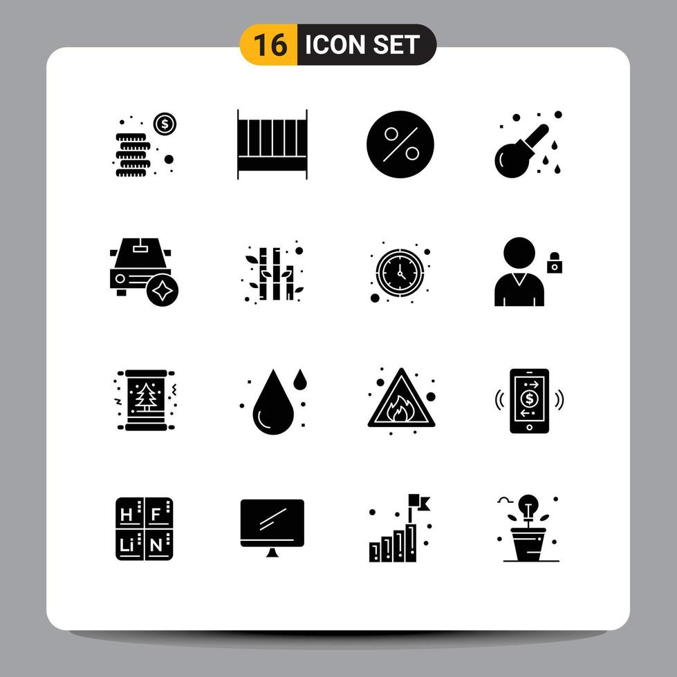 Set of 16 Modern UI Icons Symbols Signs for star car finance medical healthcare Editable Vector Design Elements