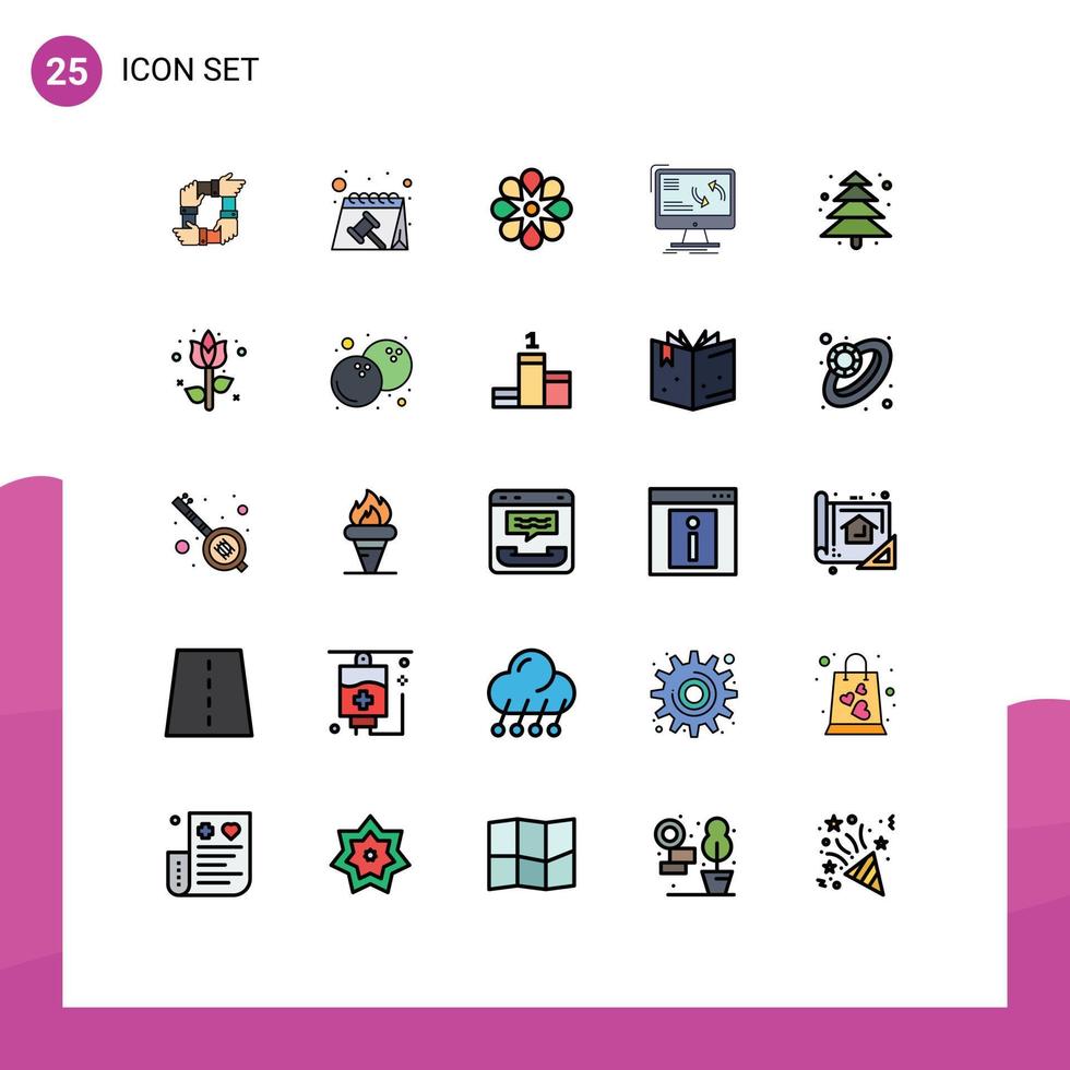 25 Universal Filled line Flat Color Signs Symbols of computer information date sync ramadan Editable Vector Design Elements