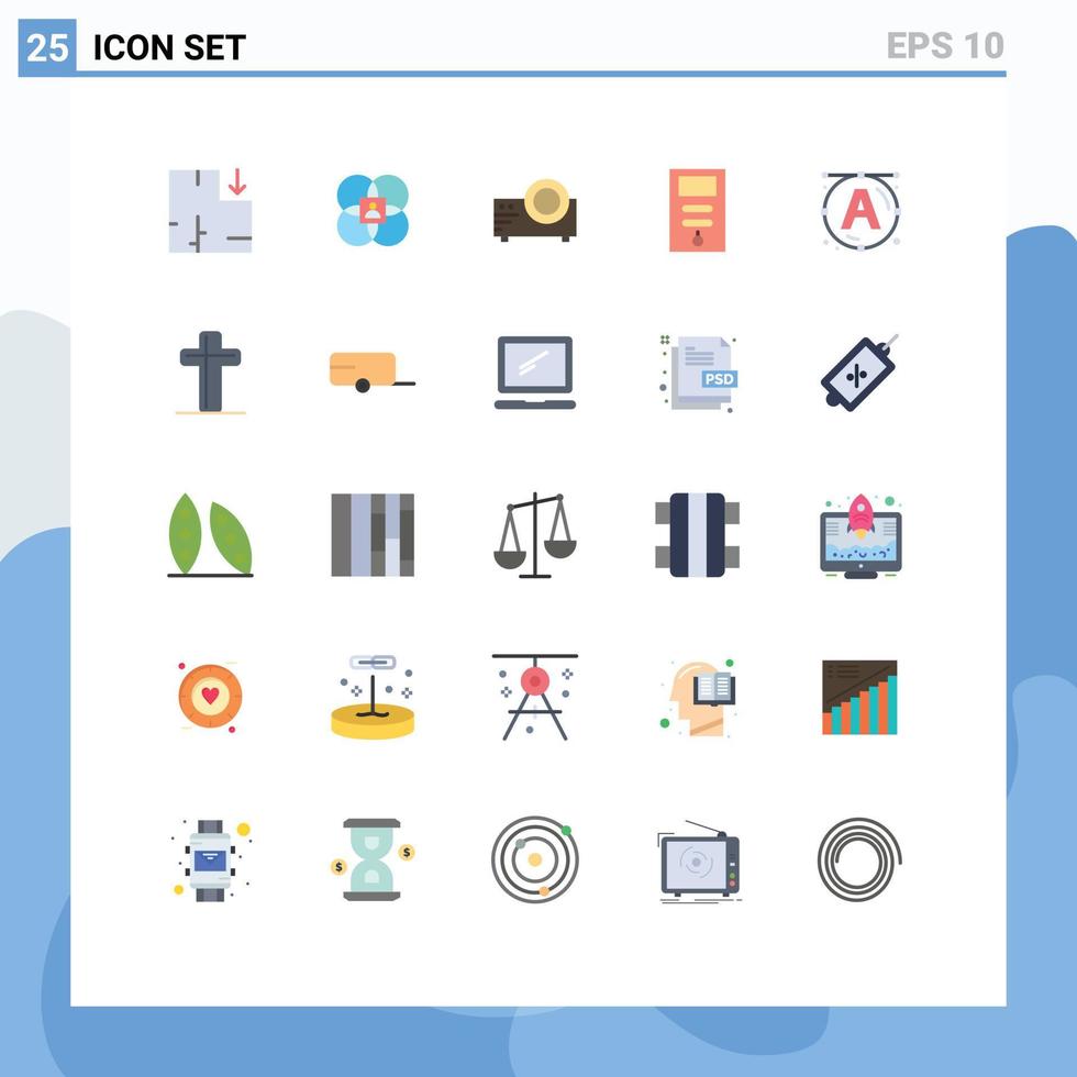 Flat Color Pack of 25 Universal Symbols of text stabilizer projector pc computer Editable Vector Design Elements