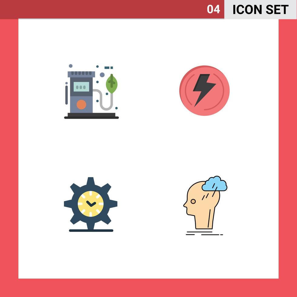 Universal Icon Symbols Group of 4 Modern Flat Icons of eco power pump light setting Editable Vector Design Elements