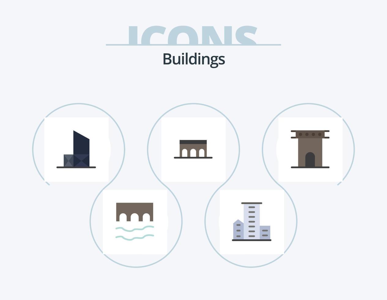 Buildings Flat Icon Pack 5 Icon Design. columns. arch. housing. security. lifeguard vector