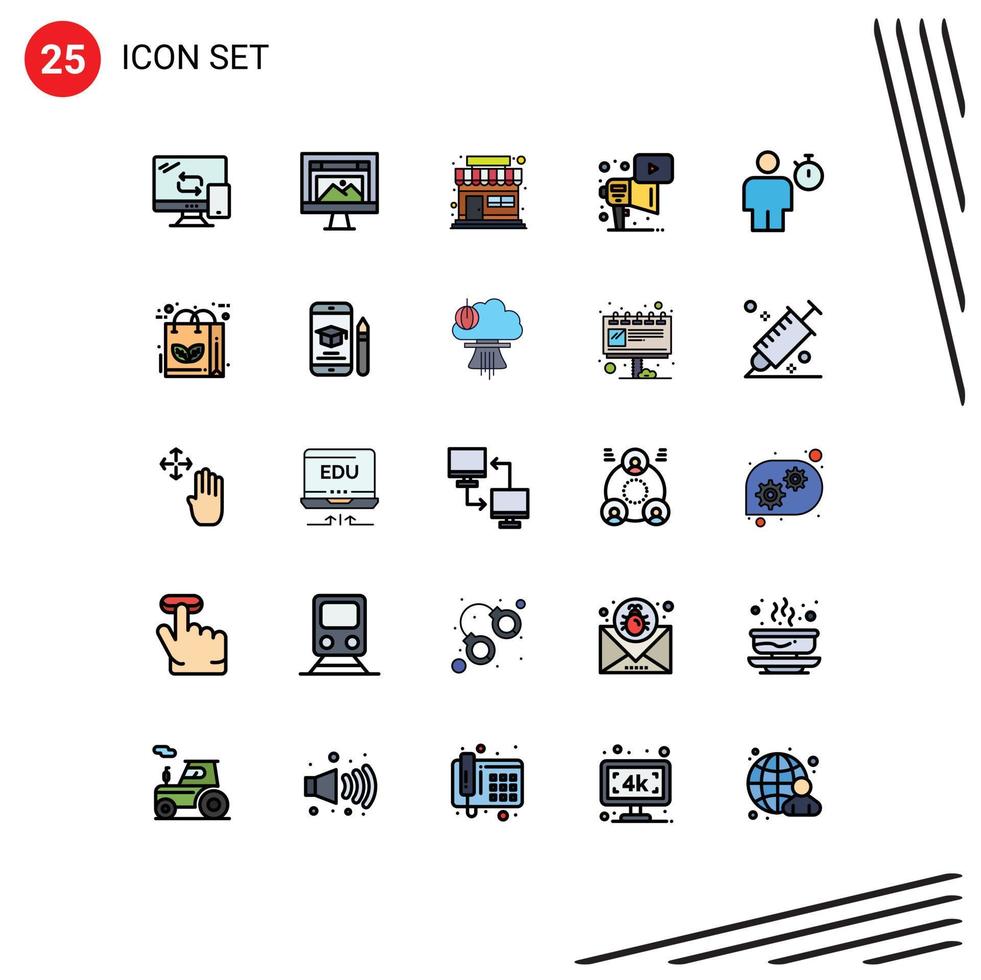 25 iconos creativos, signos y símbolos modernos del sitio web de juego corporal, publicidad de megáfono, elementos de diseño vectorial editables vector
