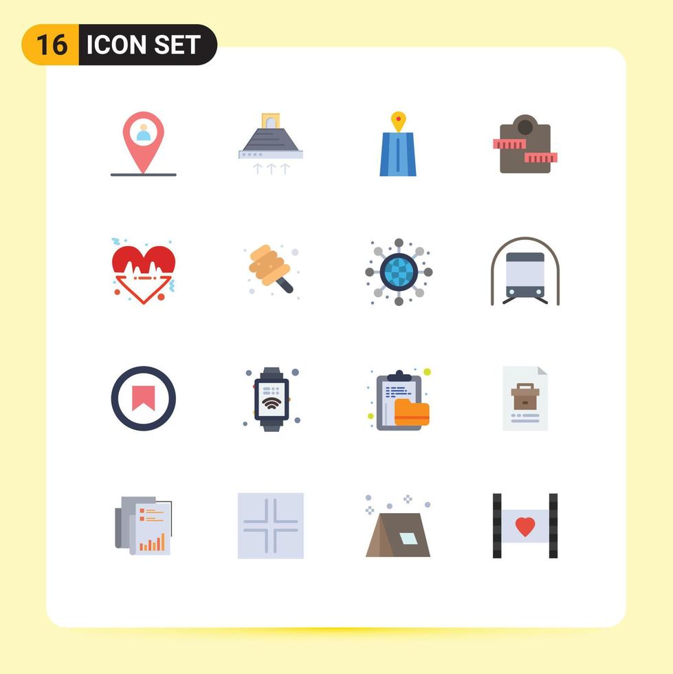 16 iconos creativos signos y símbolos modernos de la máquina de deporte de navegación de ritmo de línea paquete editable de elementos creativos de diseño de vectores