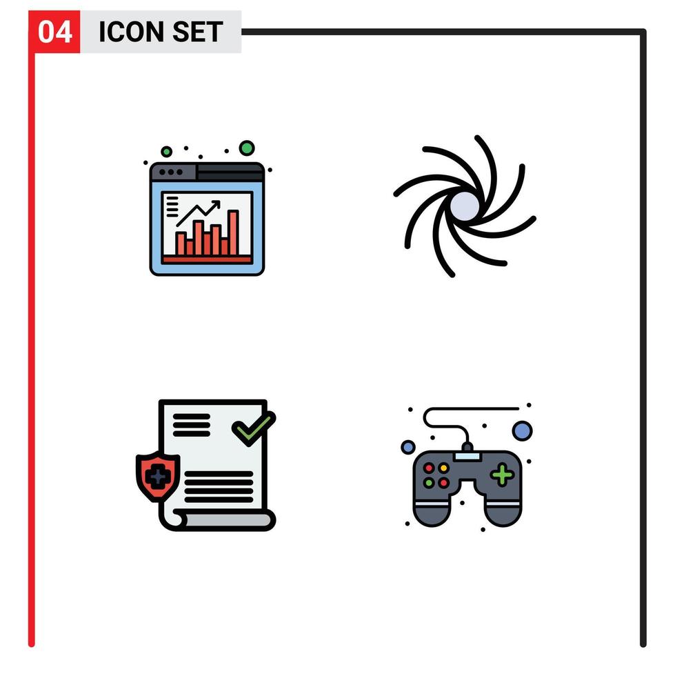 4 concepto de color plano de línea completa para sitios web móviles y aplicaciones ventana archivo gráfico universo panel de control elementos de diseño vectorial editables vector