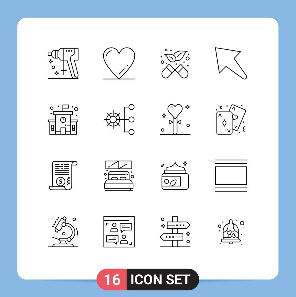 Pack of 16 creative Outlines of company structure school medicine education up Editable Vector Design Elements