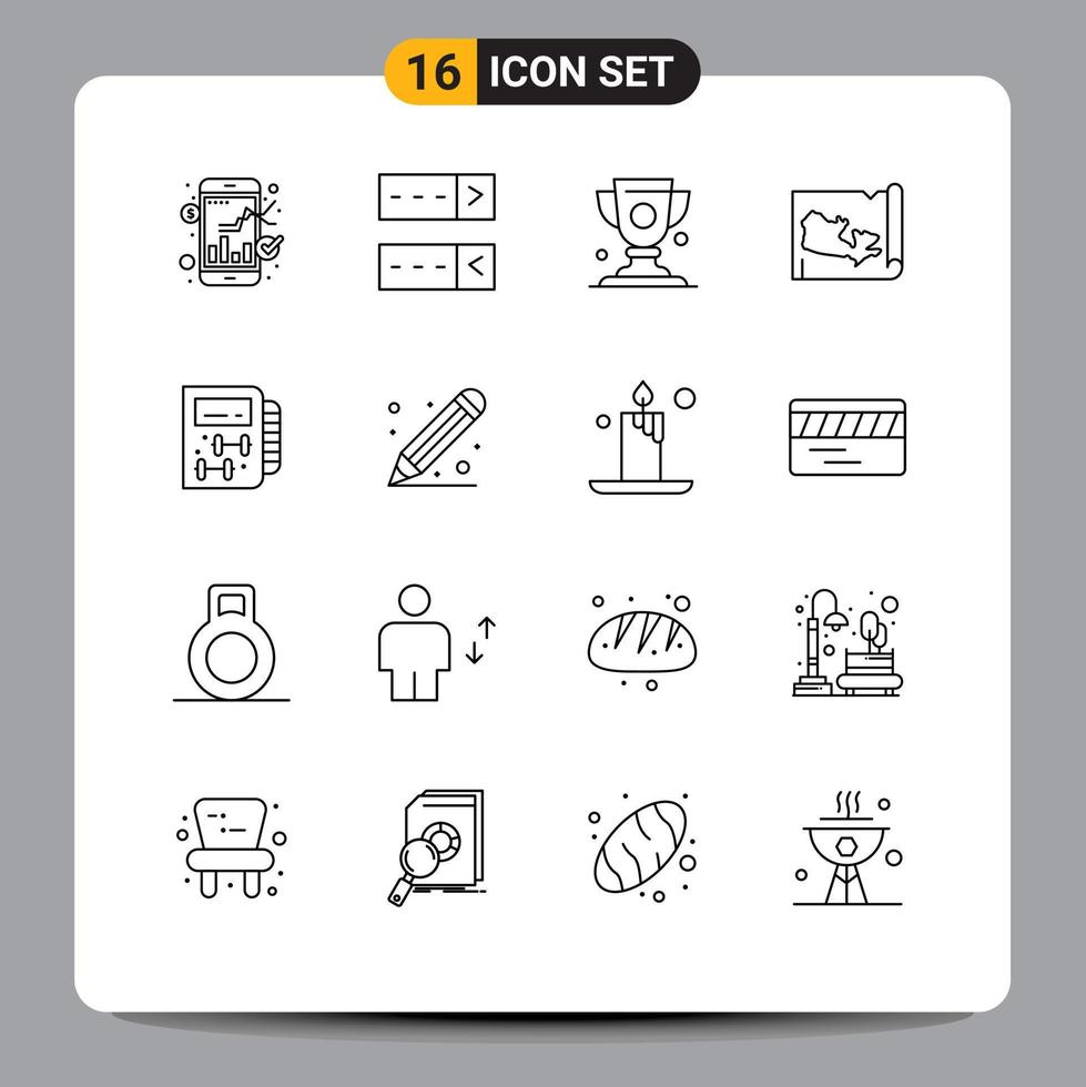 16 Outline concept for Websites Mobile and Apps planning gym cup fitness world Editable Vector Design Elements