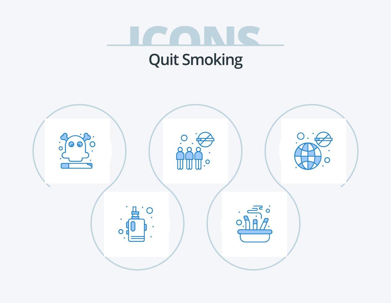 dejar de fumar icono azul paquete 5 diseño de iconos. bloquear. equipo. de fumar. reunión. peligroso vector