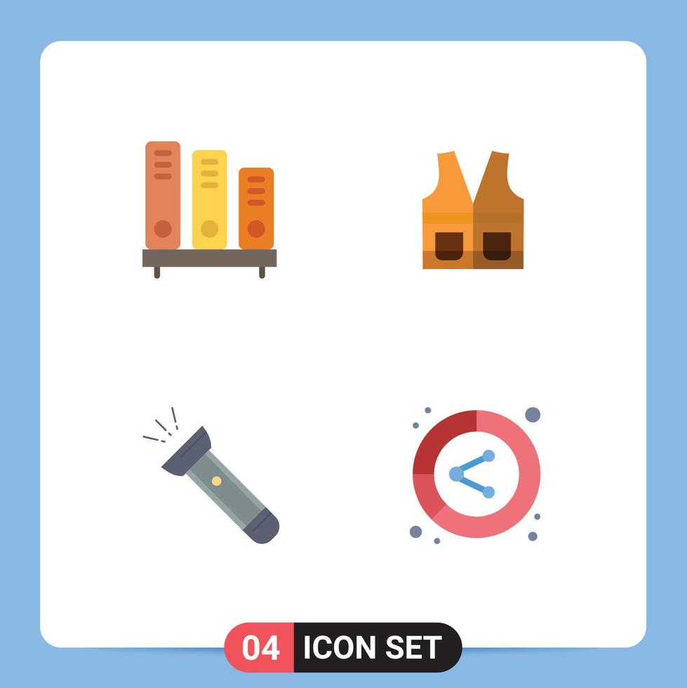 Pictogram Set of 4 Simple Flat Icons of book repair school jacket light Editable Vector Design Elements