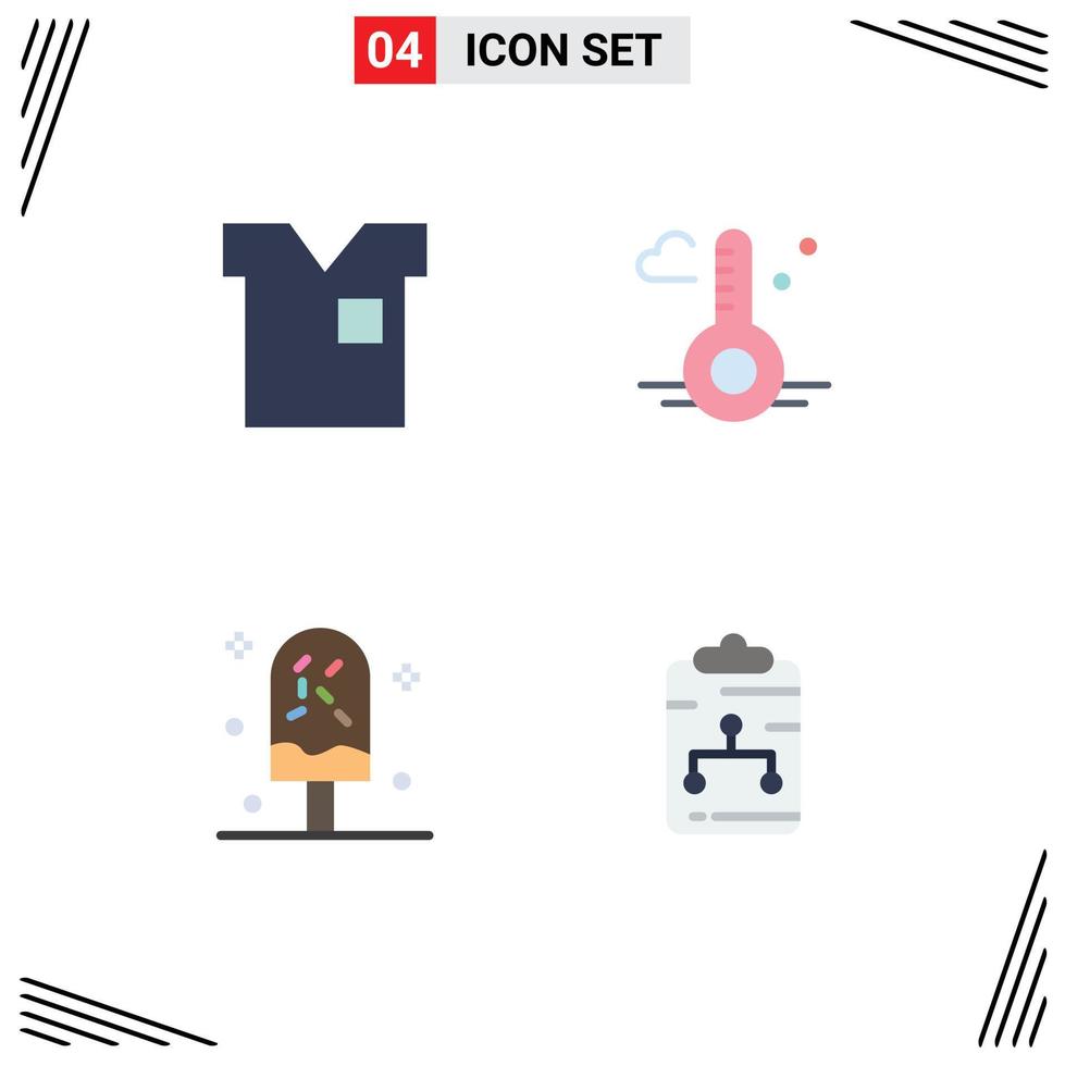 4 Universal Flat Icon Signs Symbols of clothes cold shirt thermometer ice Editable Vector Design Elements
