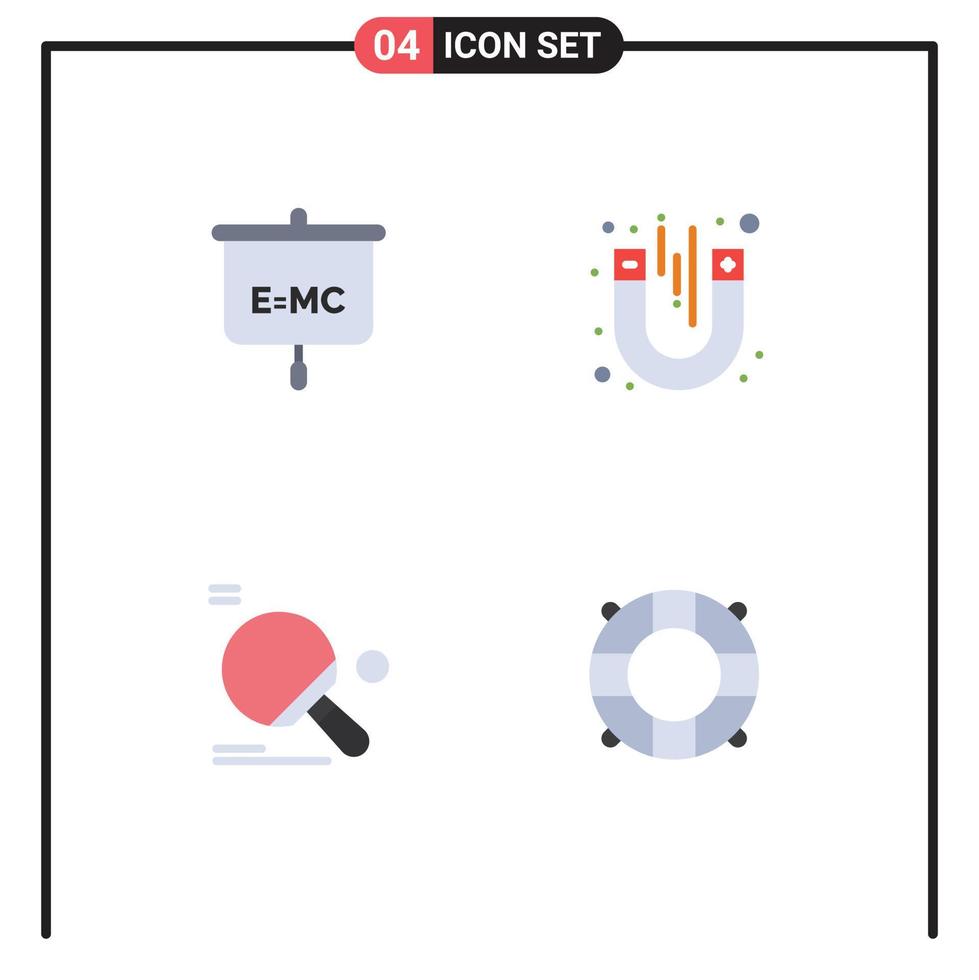 4 paquete de iconos planos de interfaz de usuario de signos y símbolos modernos de elementos de diseño de vectores editables de prueba de escuela deportiva de fórmula ping pong